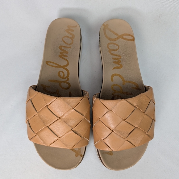 Sam Edelman Adaley Leather Platform Slide Sandals Woven - Picture 3 of 12